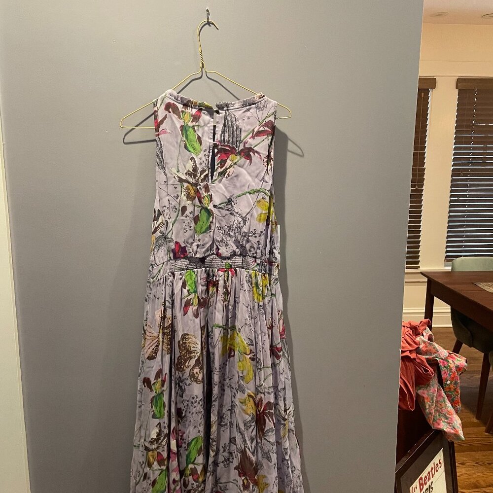 Anthropologie Hermia Purple Flowy Sleeveless Midi Dress, size 6